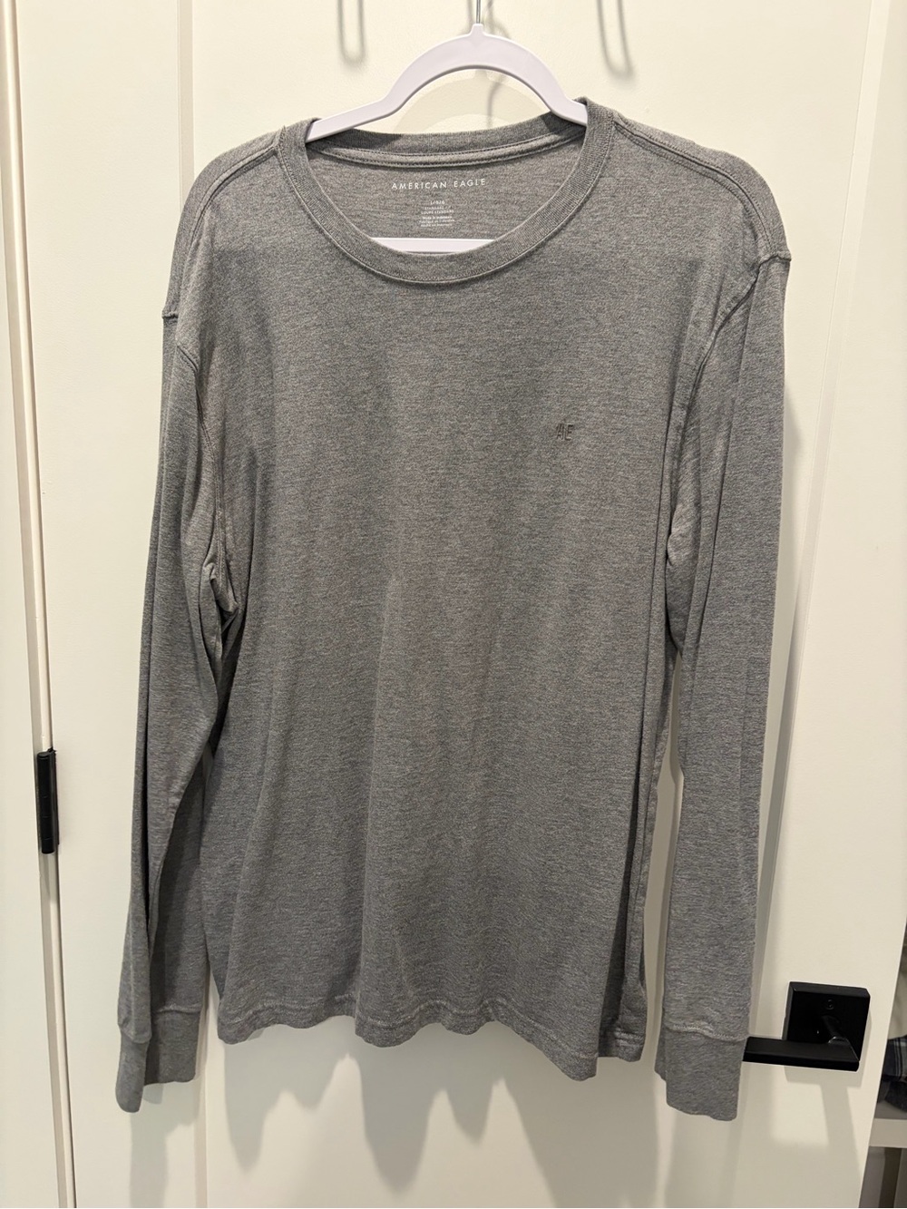 American Eagle Outfitters Men's Long Sleeve Crew Neck - Heather Gray